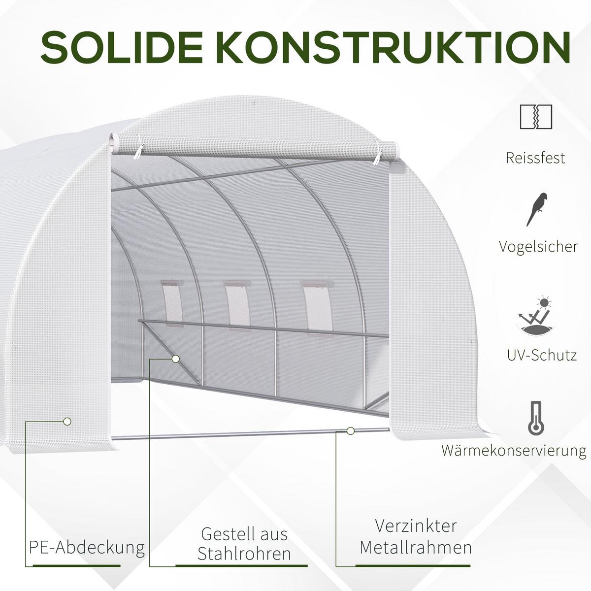 FOLIENGEWÄCHSHAUS mit Fenster 595/300/200 cm - Weiß, Kunststoff (300/200/595cm) - Outsunny