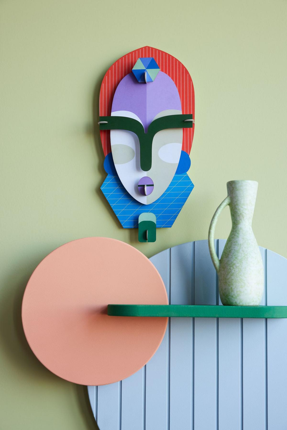WANDDEKO Moderne Stammesmaske 5.1/36 cm - Multicolor, Wellpappe (5.1/36/17cm) - Studio Roof