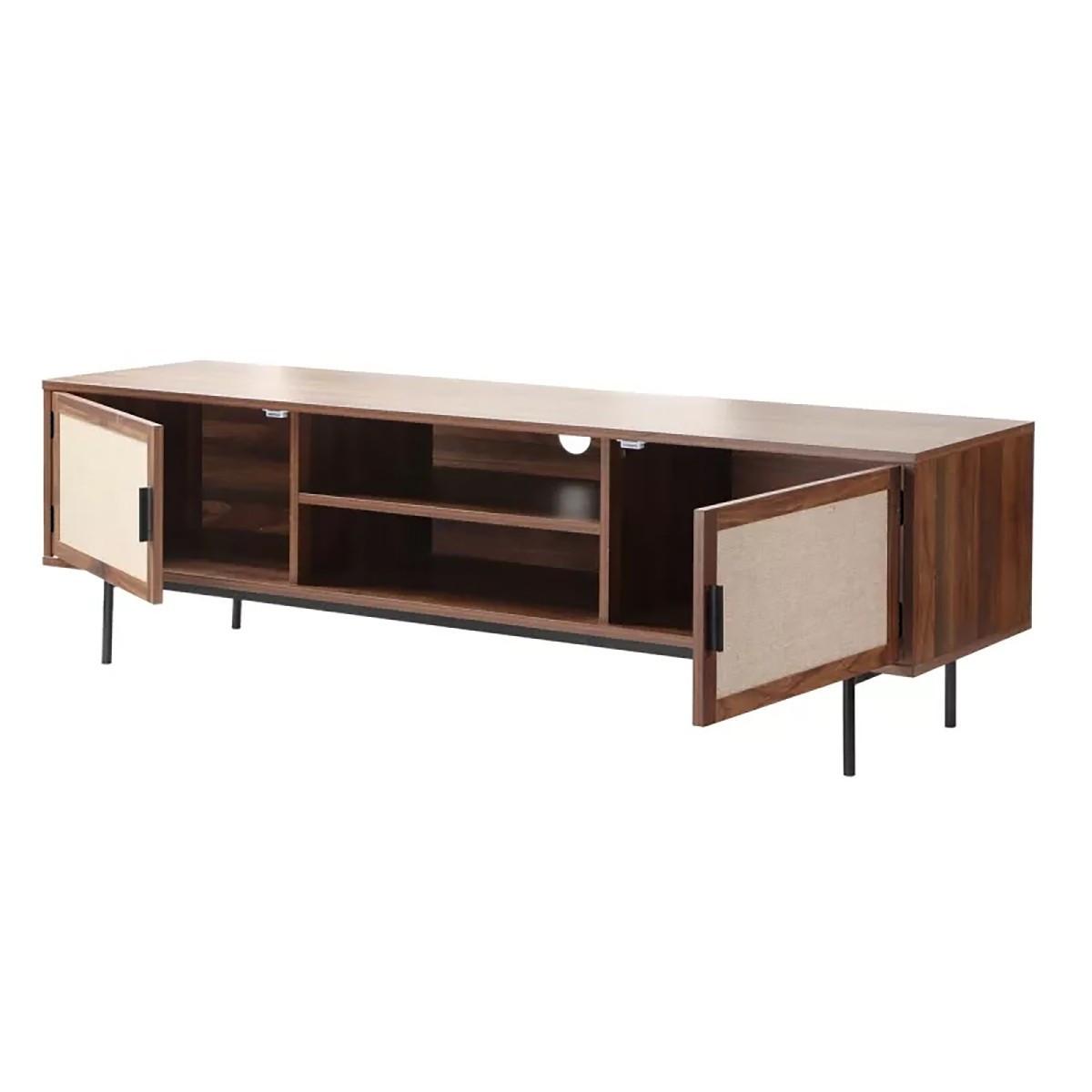 TV-MÖBEL in walnussdekor mit fronten aus stoff jetson 39,5/45/140 cm - Nussbaumfarben, Holzwerkstoff (39.5/45/47.5cm) - Calicosy
