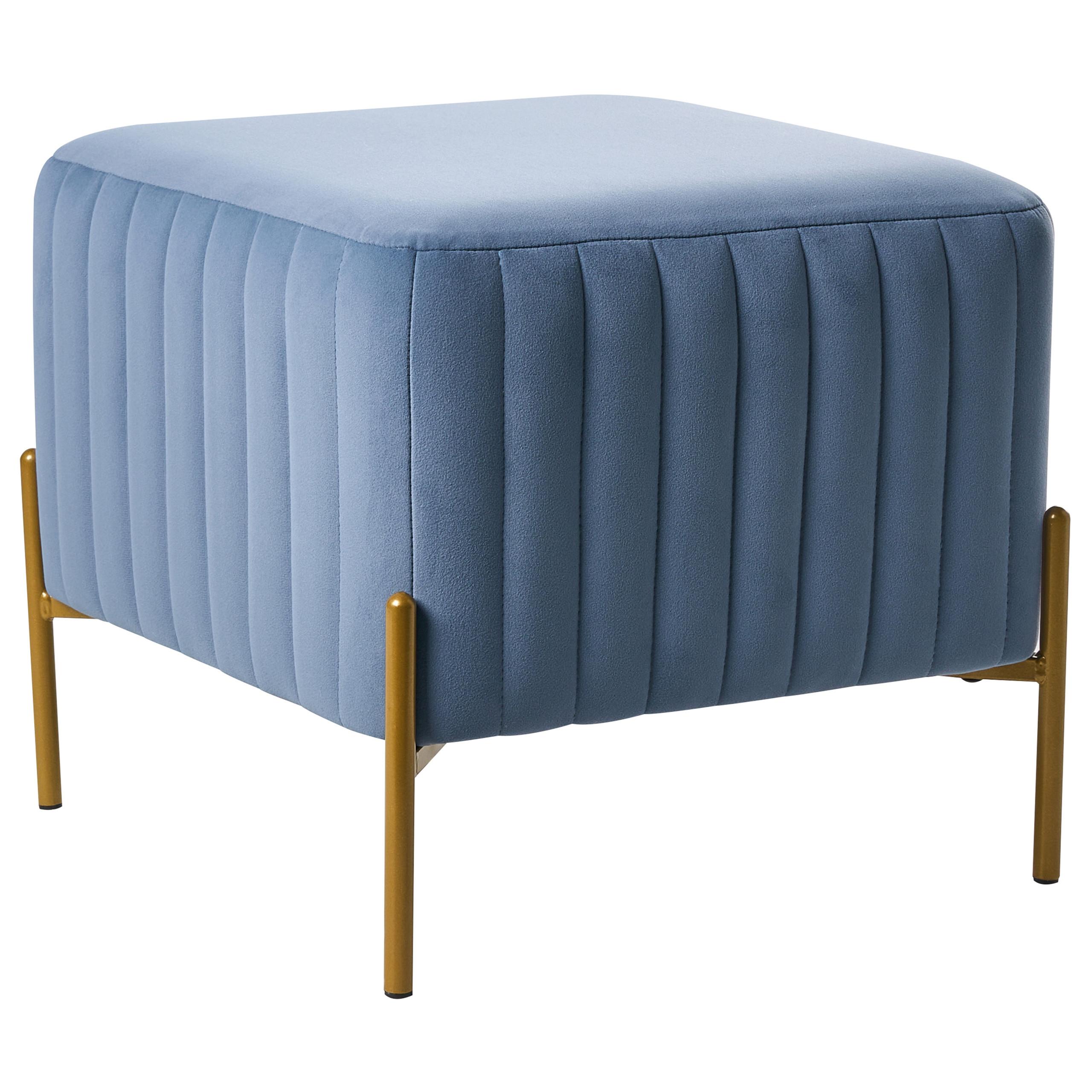 HOCKER Samtstoff Blau Utah - Blau, Textil (47/43/47cm) - Beliani