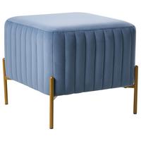 HOCKER Samtstoff Blau Utah - Blau, Textil (47/43/47cm) - Beliani