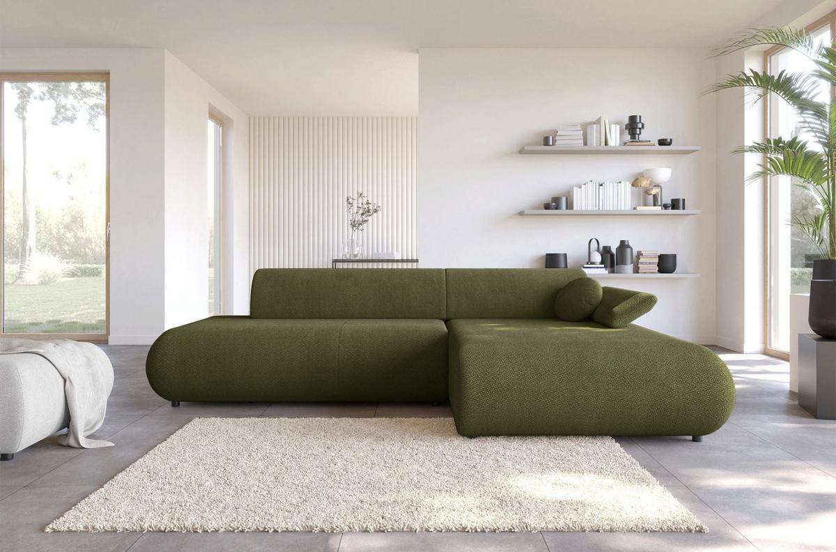 ECKSOFA Armone Olivgrün Chenille - Schwarz/Olivgrün, Kunststoff/Textil (173.5/286cm) - Selsey