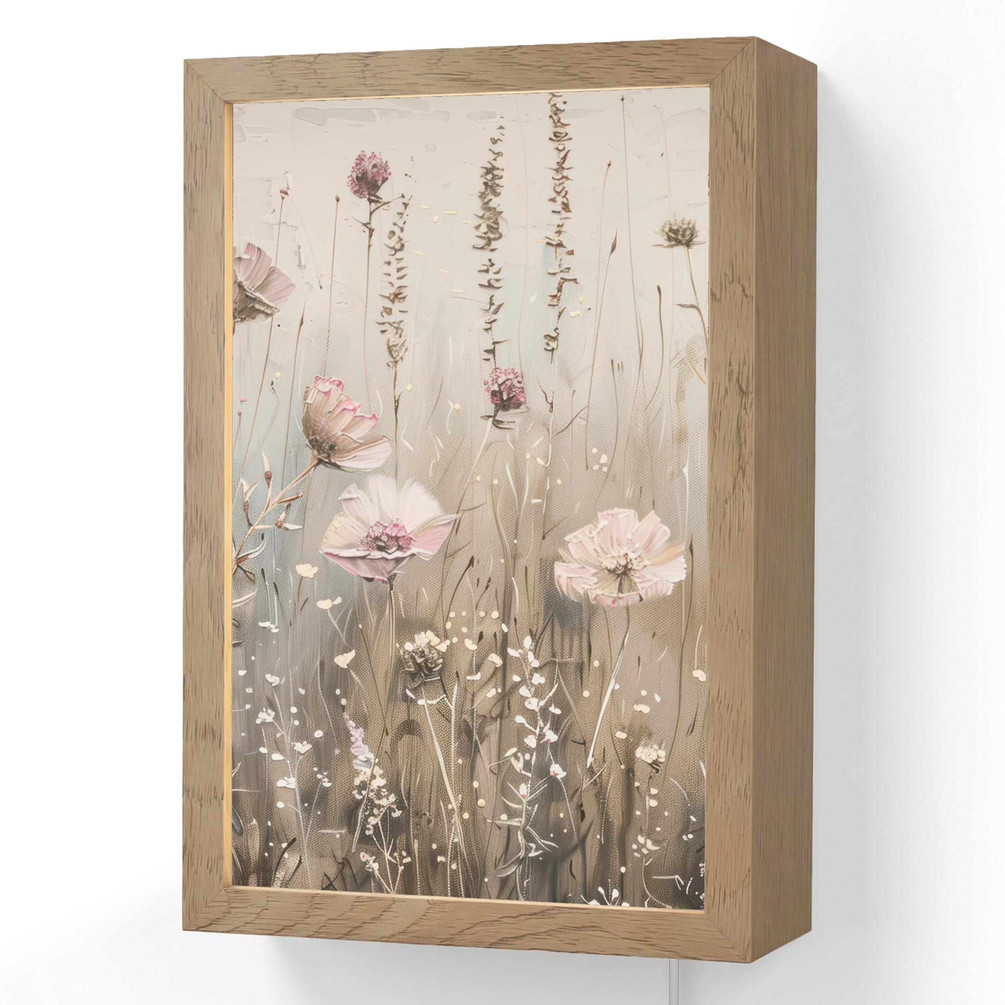 WANDLEUCHTE Blumen - Rosa - Modern - Beige 20x30 cm - Altrosa, Holzwerkstoff (20/30/8cm) - OnlyWow