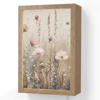 WANDLEUCHTE Blumen - Rosa - Modern - Beige 20x30 cm - Altrosa, Holzwerkstoff (20/30/8cm) - OnlyWow