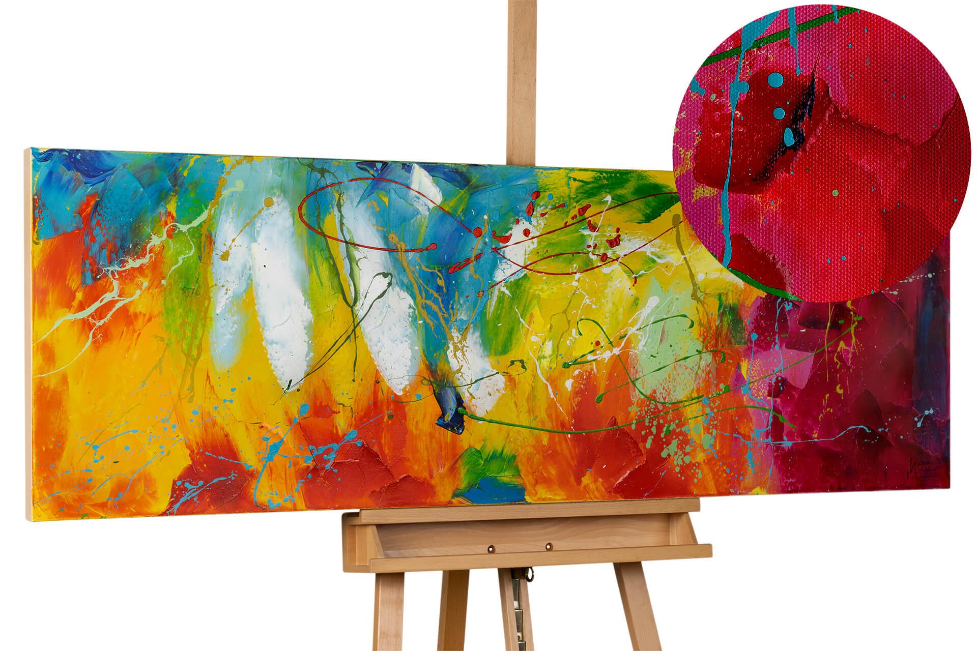 ÖLGEMÄLDE 150/50 cm - Blau/Gelb, Holz/Textil (150/50cm) - KUNSTLOFT