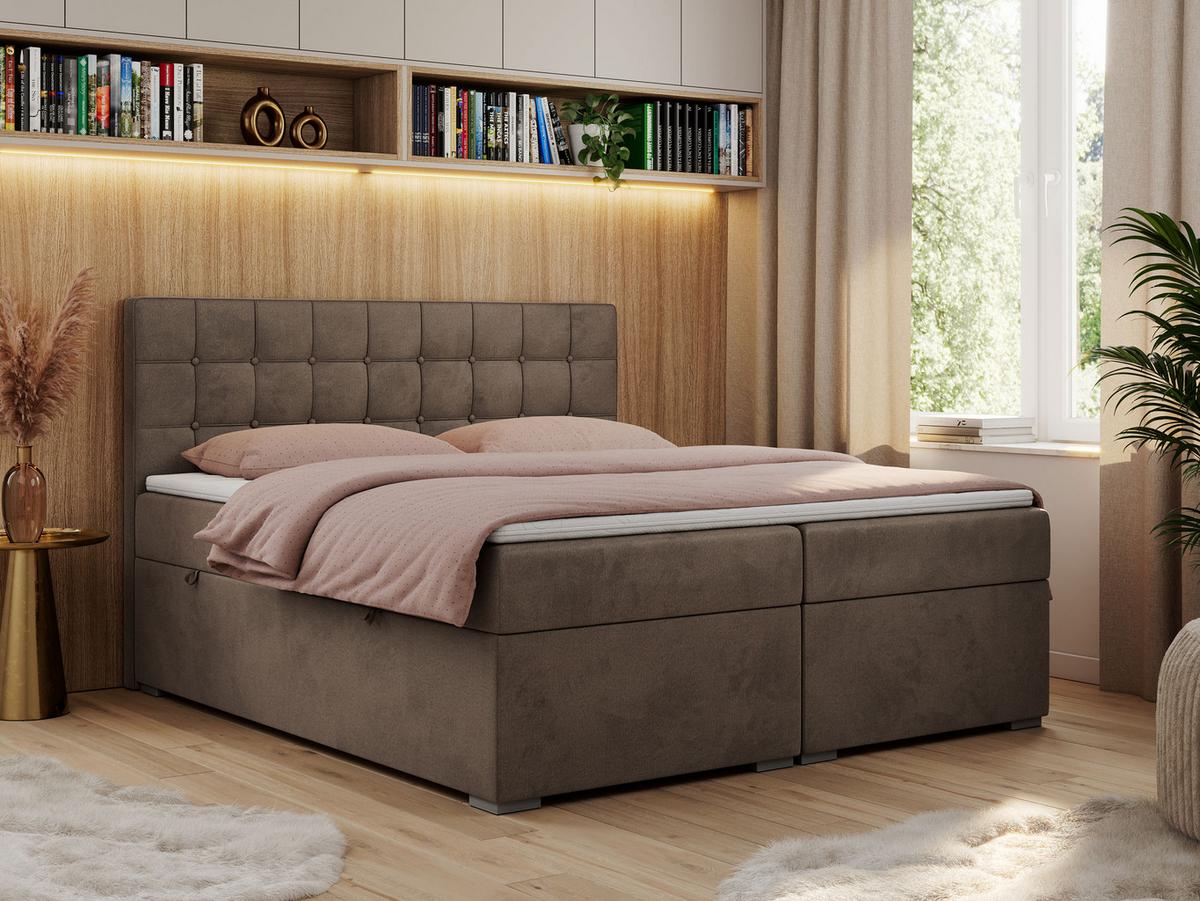 BOXBETT CARMEN 200/200 Braun Velvet - H4 - Braun, Holz/Textil (200/200cm) - MKS