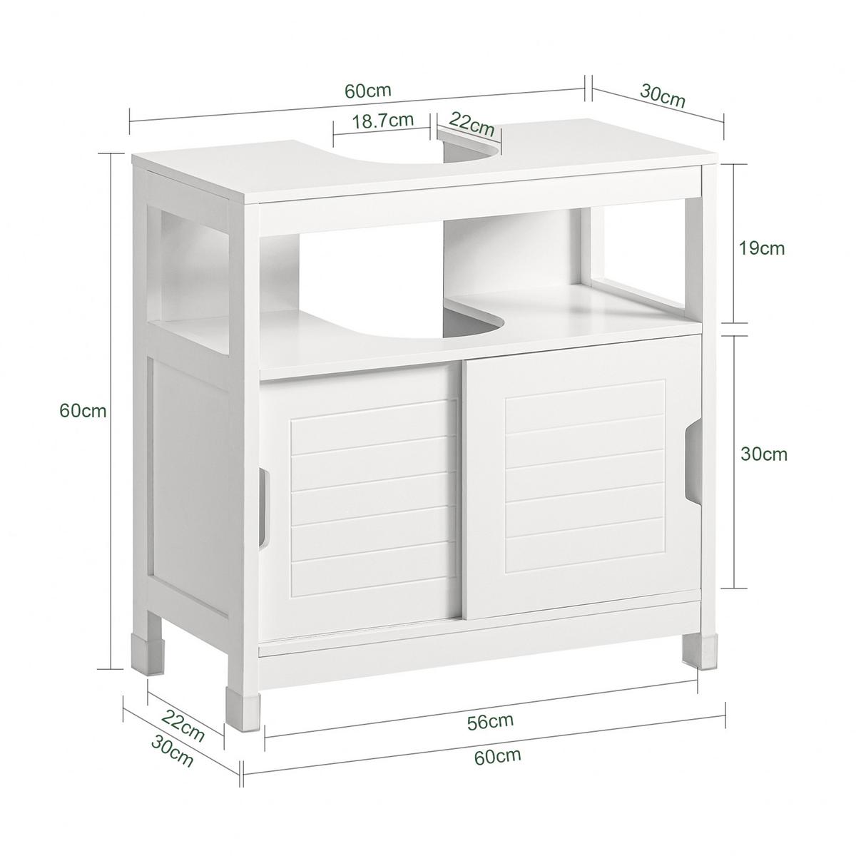 WASCHBECKENUNTERSCHRANK Weiß - Weiß, Holzwerkstoff (60/60/30cm) - SoBuy