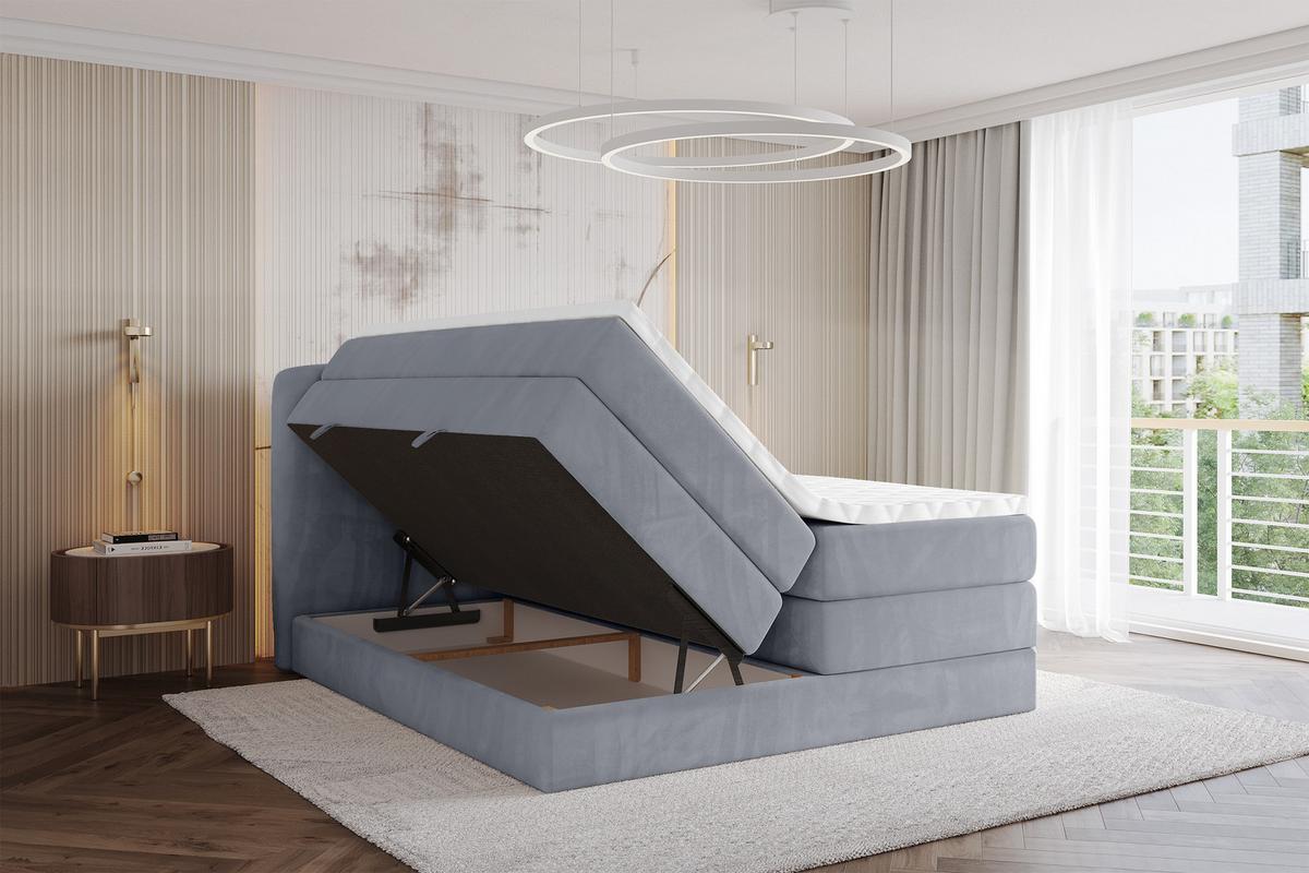 BOXBETT mit Matratze H3|H4 - NINA KING - 180x200 cm - Grau - Anthrazit, Holzwerkstoff (180/200cm) - ALTDECOR