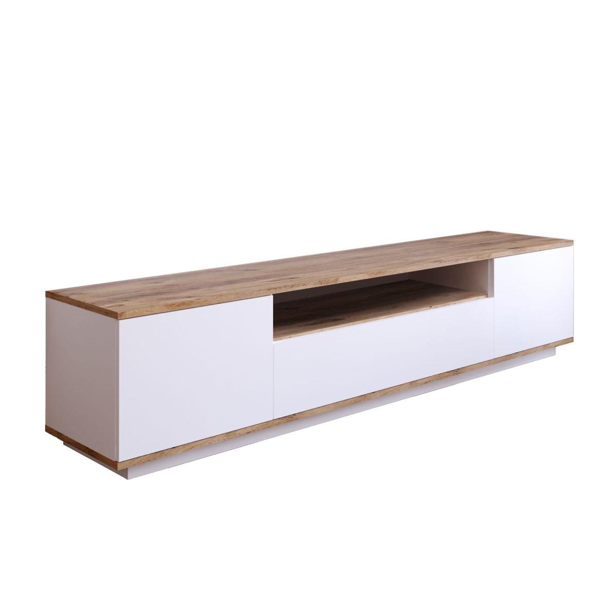 TV-BOARD - 180 cm x 44.5 cm - Holz, Platte - Naturfarben Hell, Weiß LOTULA - Naturfarben/Weiß, Holz (180/44.6/44.5cm) - Vente-Unique