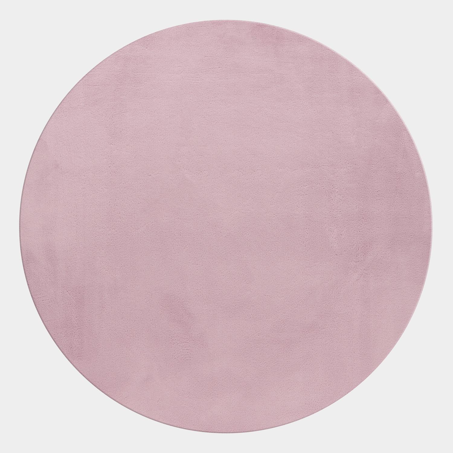 TEPPICH Kurzflor Waschbar NECKAR in Rosa, einfarbig, Ø 200 cm - Rosa, Textil (200/200cm) - KADIMA DESIGN