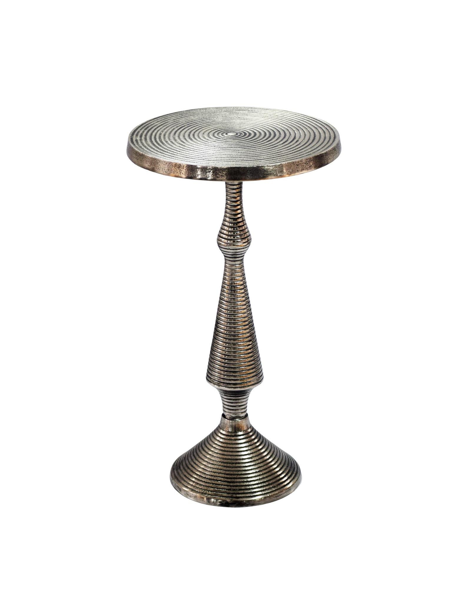 BEISTELLTISCH ROCCARASO, Aluminium, in Rillenoptik, Silber, Ø 30 x 54 cm - Silberfarben, Metall (30/30/54cm) - KADIMA DESIGN