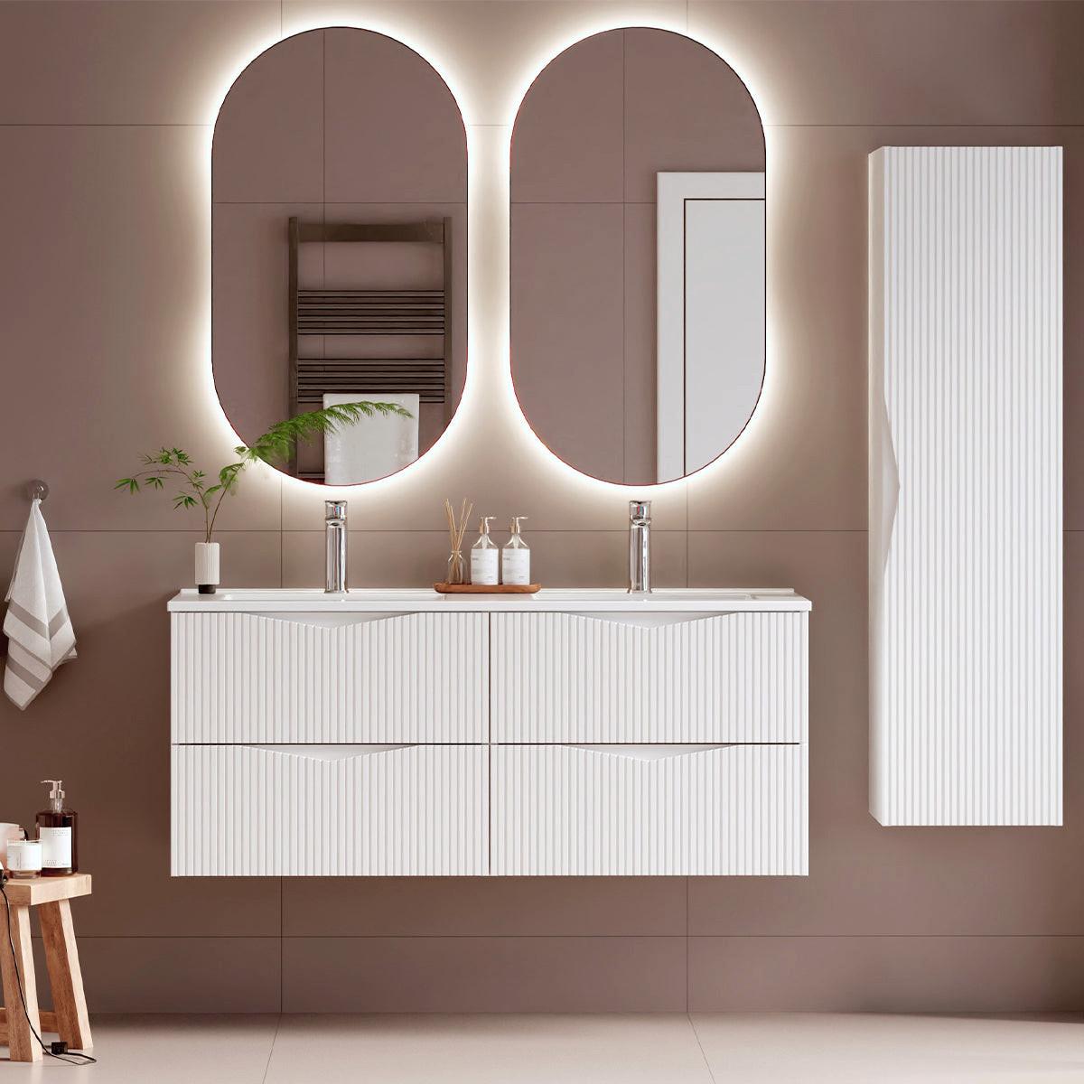 BADMÖBEL 120cm Tao 2er-Set Weiß - Weiß, Holzwerkstoff (120/50/45.8cm) - Petits-meubles