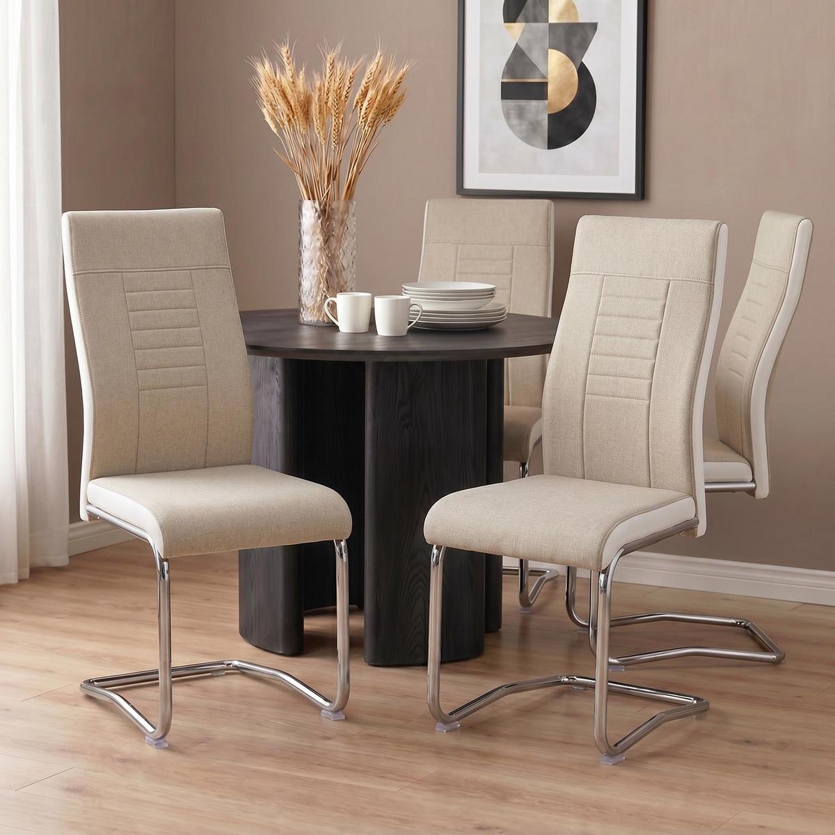 ESSZIMMERSTUHL ALBA 4er-Set beige/weiß - Beige/Weiß, Textil (43/98/57cm) - CARO-Möbel