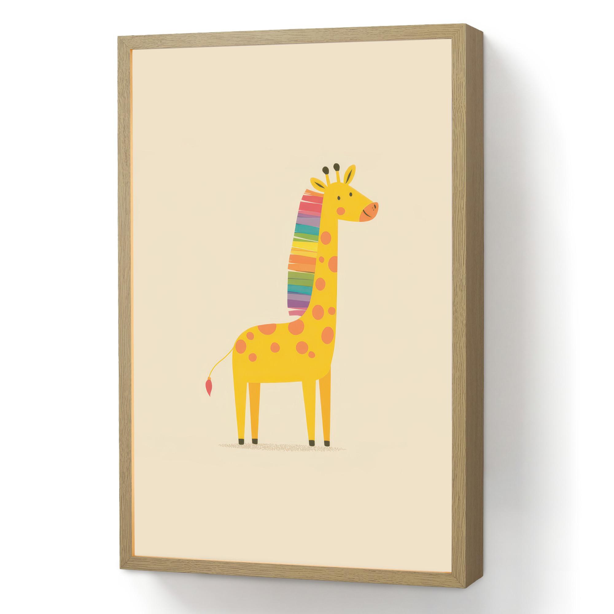 WANDLEUCHTE MIT AKKU Giraffe - Regenbogenmähne - Beige 40x60 cm - Beige, Holzwerkstoff (40/60/8cm) - OnlyWow