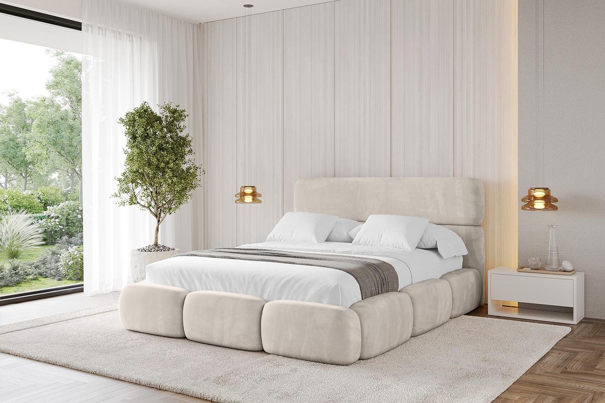 POLSTERBETT mit Bettkasten und Lattenrost, Boxbett ohne Matratze - ELVA 180x200 Beige - Beige, Holzwerkstoff/Textil (180/200cm) - ALTDECOR
