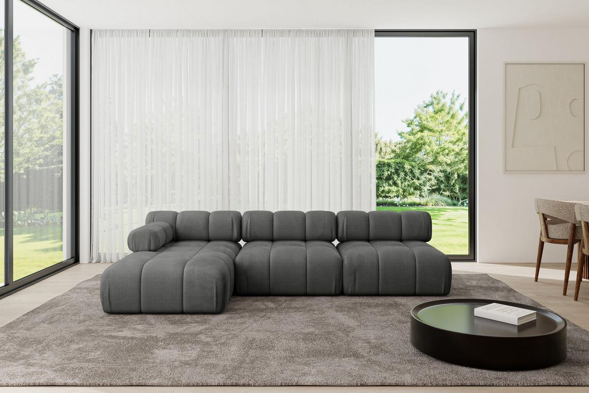 ECKSOFA modulares Sofa Razon-L2 - 285x160x70 cm Dunkelgrau Velours - Dunkelgrau, Holzwerkstoff/Textil (285/160cm) - ALTDECOR