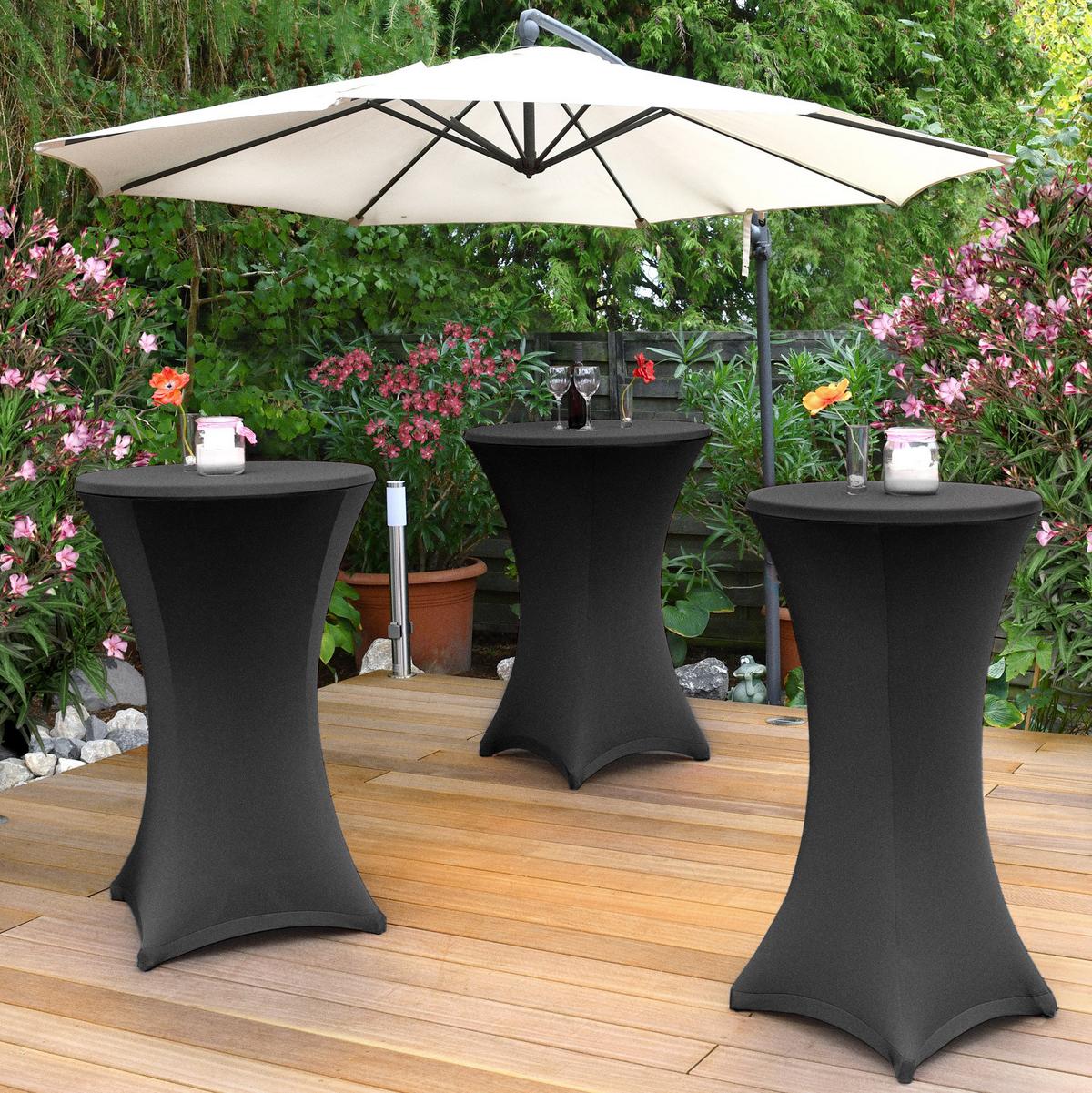 STEHTISCHHUSSE Stella Ø 80cm Schwarz (2tlg) - Schwarz, Textil (80/120cm) - Beautissu 
