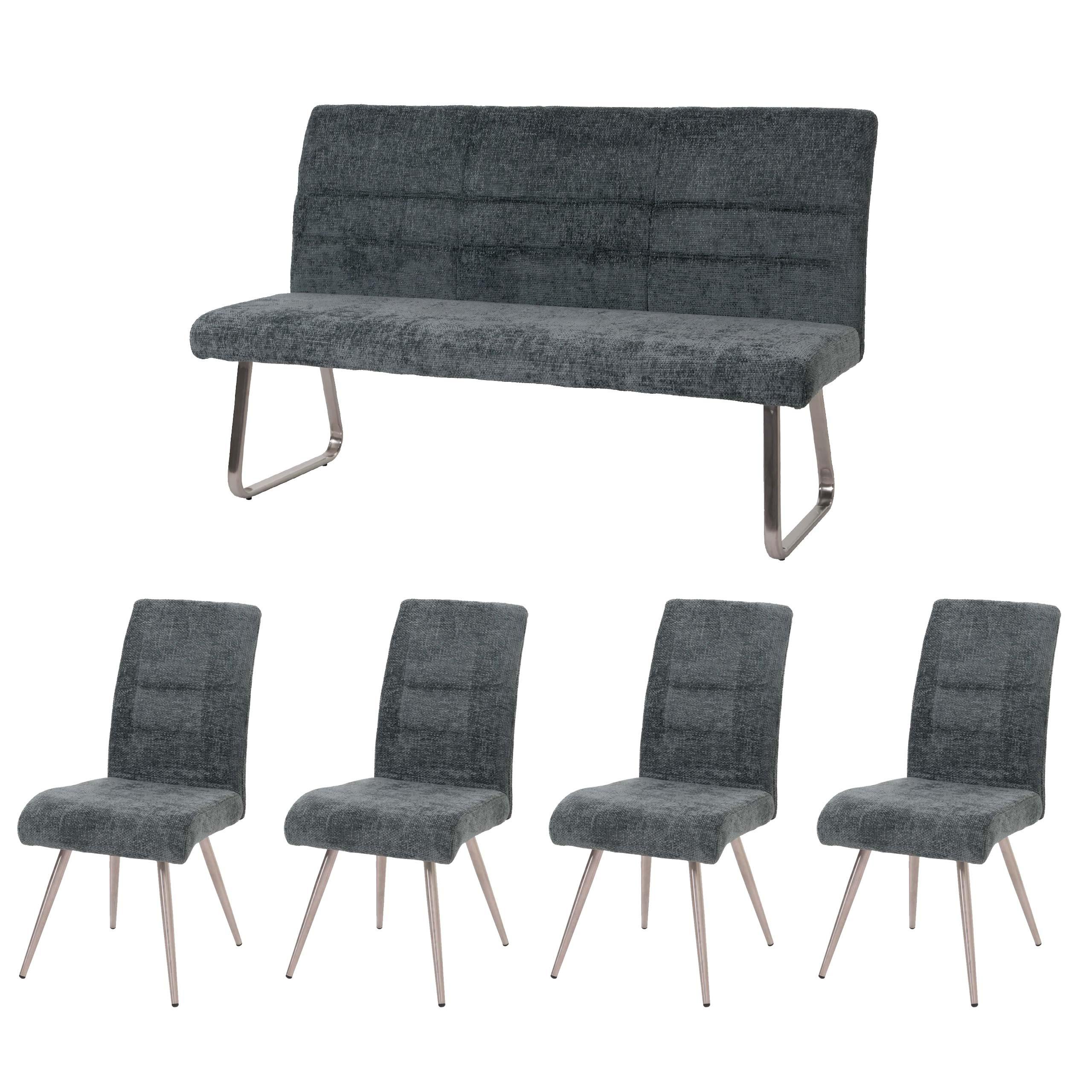 ESSZIMMER-SET Blau 5er-Set - Blau, Textil (160/100/65cm) - MCW