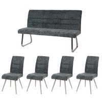 ESSZIMMER-SET Blau 5er-Set - Blau, Textil (160/100/65cm) - MCW
