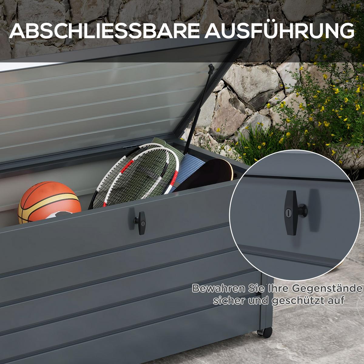 GARTENBOX Verzinkter Stahl Dunkelgrau - Dunkelgrau, Metall (62/66/120cm) - Outsunny