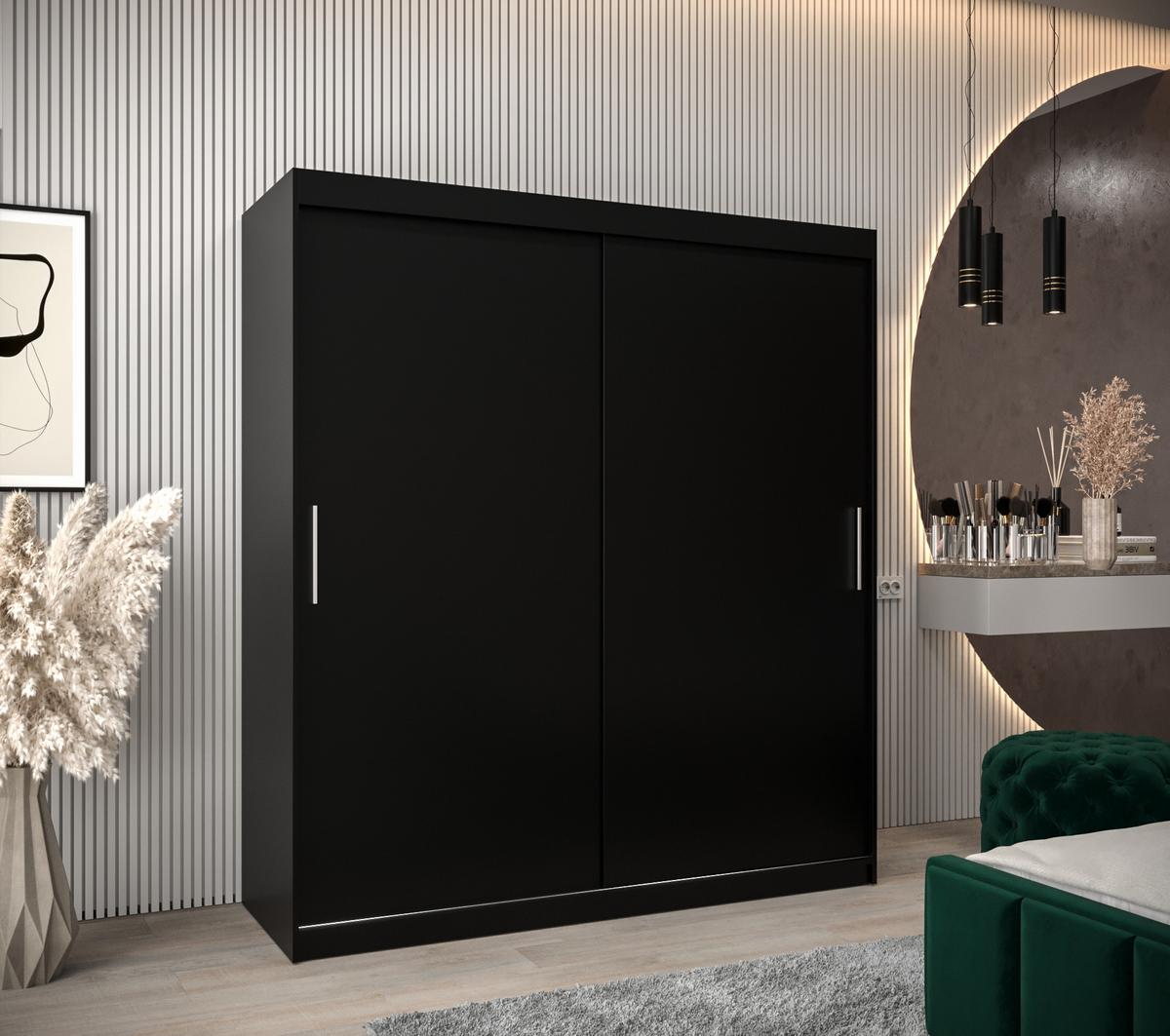 SCHIEBETÜRENSCHRANK TOKYO 200/180/62 2-türig - Silberfarben/Schwarz, Holz/Kunststoff (180/200/62cm) - MÖBEL KRYSPOL