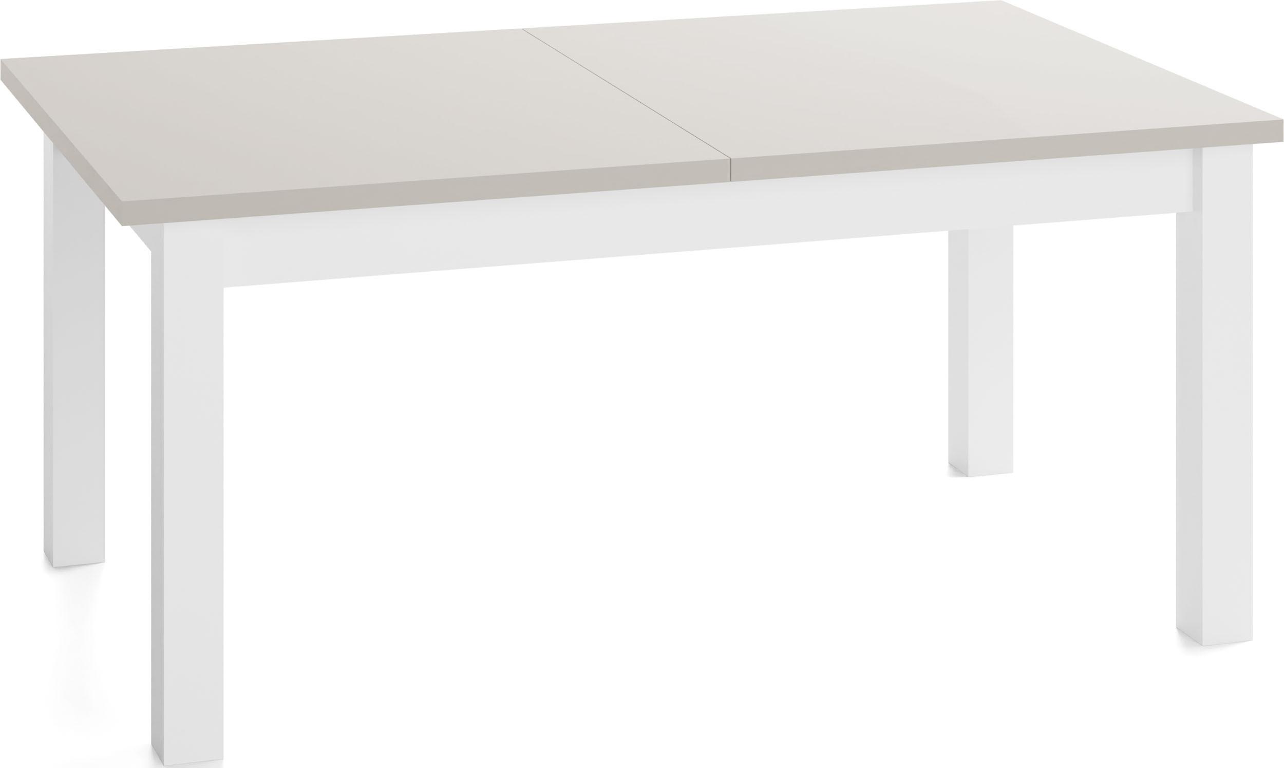 ESSTISCH Lindberg Weiß ausziehbar verlängerbar rechteckig, Kaschmir 120-160/80/77 cm - Kaschmir/Beige, Holz/Holzwerkstoff (80/160/76.5cm) - WFL GROUP