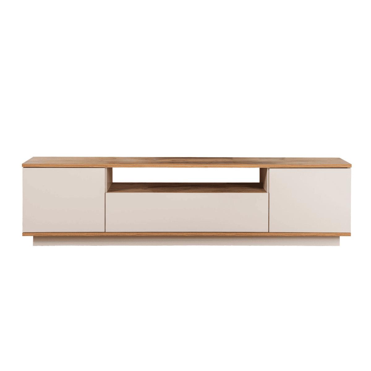 TV furniture with 3 folding doors and 1 niche, L180 cm - Kaschmir, Holzwerkstoff (44.5/44.6/12cm) - Calicosy