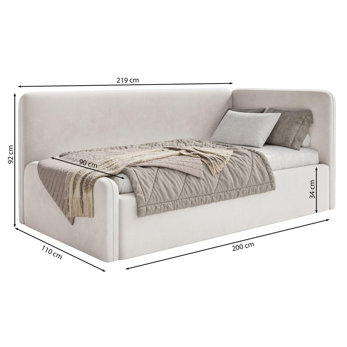 JUGENDBETT Fanko Plüsch Grau 90x200 cm - Schwarz/Grau, Kunststoff/Textil (90/200cm) - Selsey