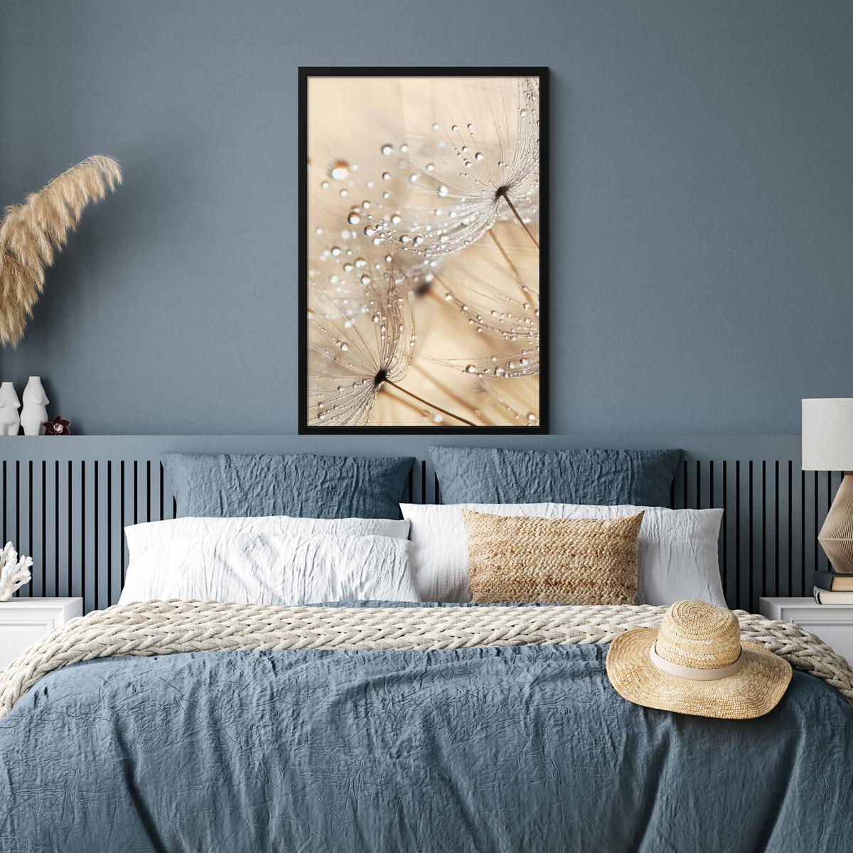 POSTER MIT RAHMENGERAHMTES BILD Löwenzahn - Abstrakt - Natur - Beige 60x90 cm - Braun, Papier (60/90cm) - MuchoWow