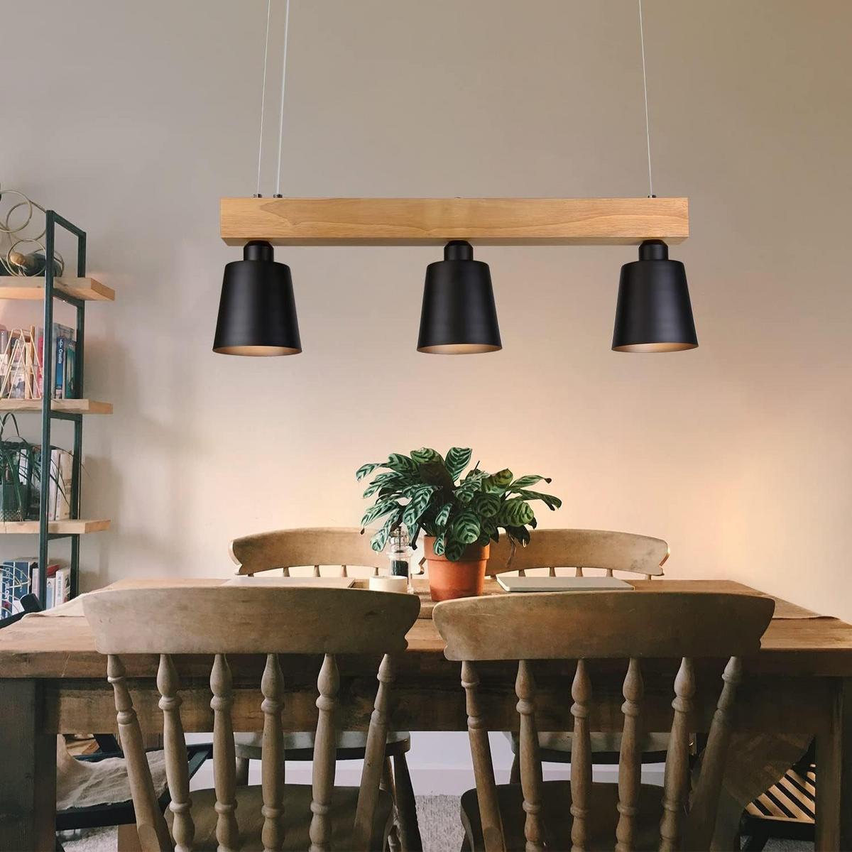 PENDELLEUCHTE Formel 3-flammig 70/14/23 cm - Schwarz, Holzwerkstoff (70/14/23cm) - Nettlife