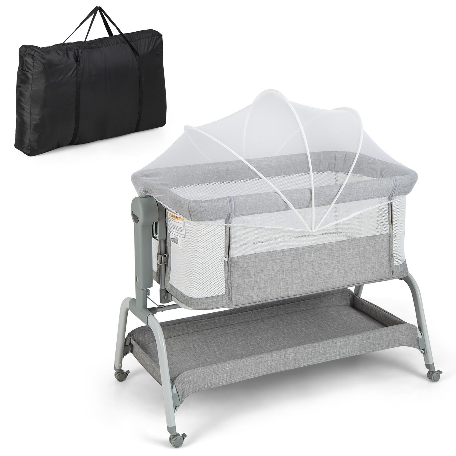 BEISTELLBETT Grau - Grau, Textil - COSTWAY