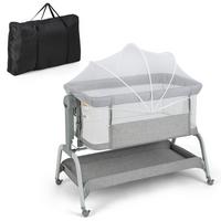 BEISTELLBETT Grau - Grau, Textil - COSTWAY