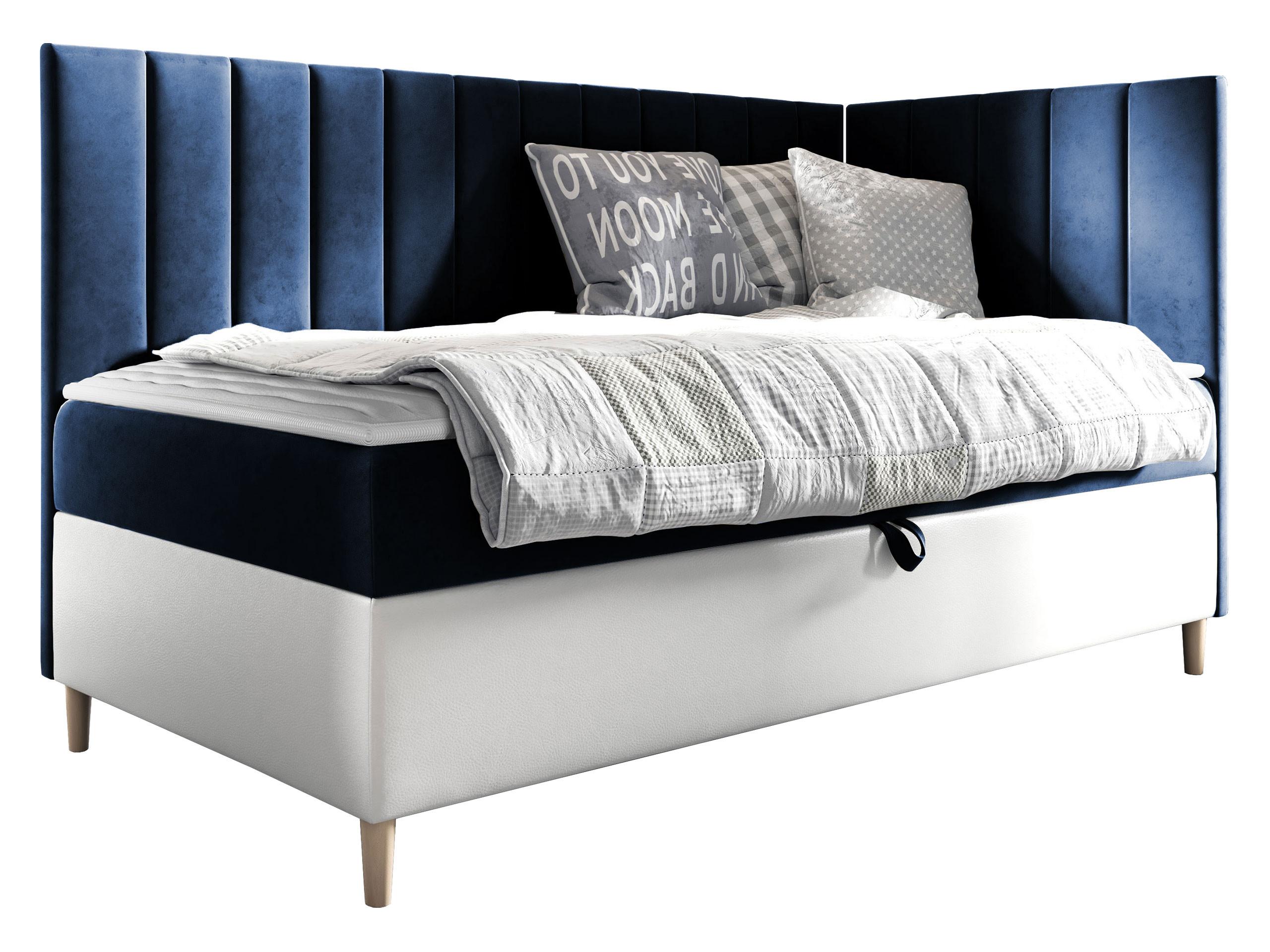 BOXBETT Maja Junior 3, Seite zum Öffnen des Bettkastens: Rechts - H3 - Blau/Weiß, Holz (100/200cm) - MIRJAN24