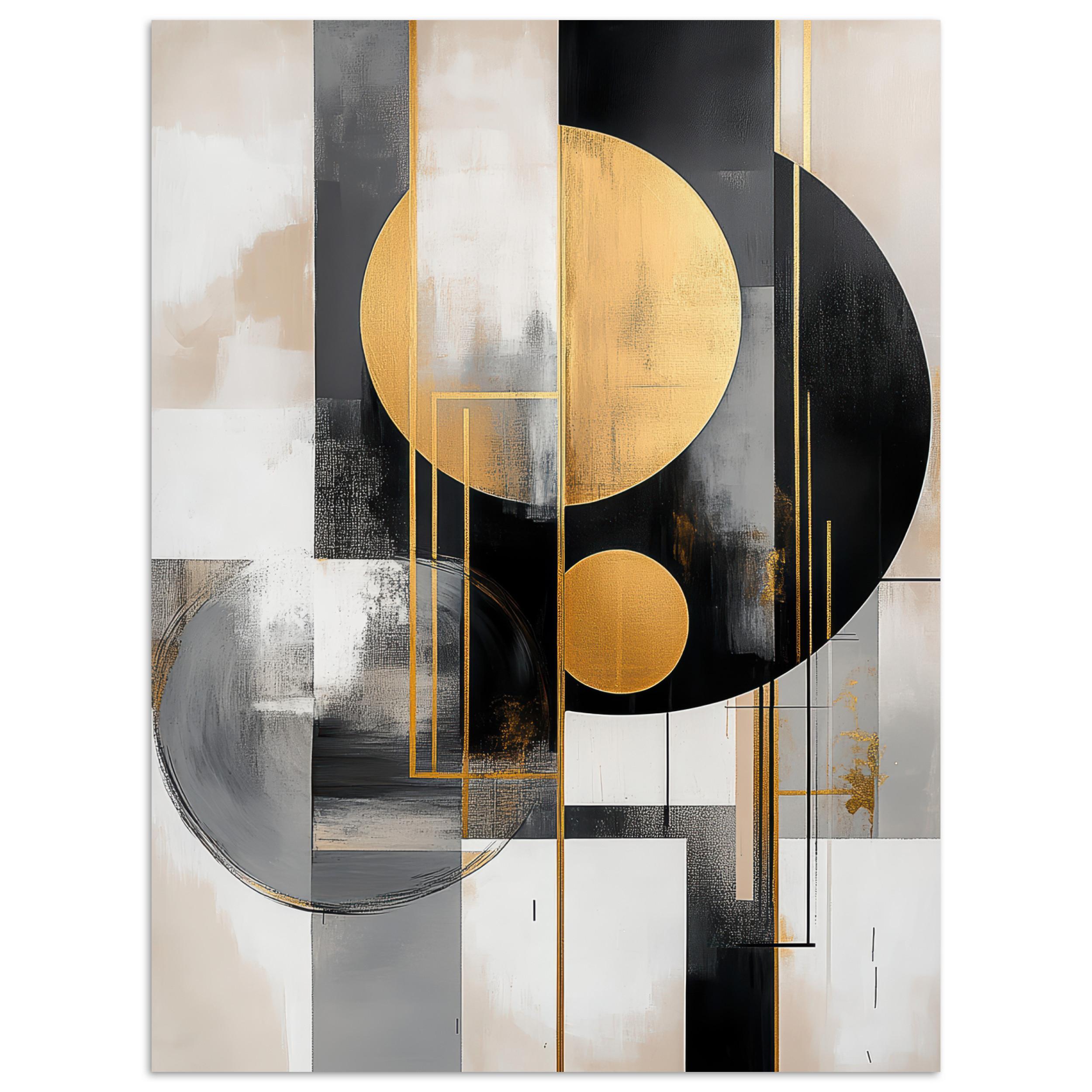 POSTER Abstrakt - Gold - Silber - Formen - Ästhetisch - Modern Deko Wohnzimmer 60x80 cm - Goldfarben, Papier (60/80/0.1cm) - MuchoWow