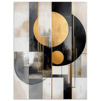 POSTER Abstrakt - Gold - Silber - Formen - Ästhetisch - Modern Deko Wohnzimmer 60x80 cm - Goldfarben, Papier (60/80/0.1cm) - MuchoWow