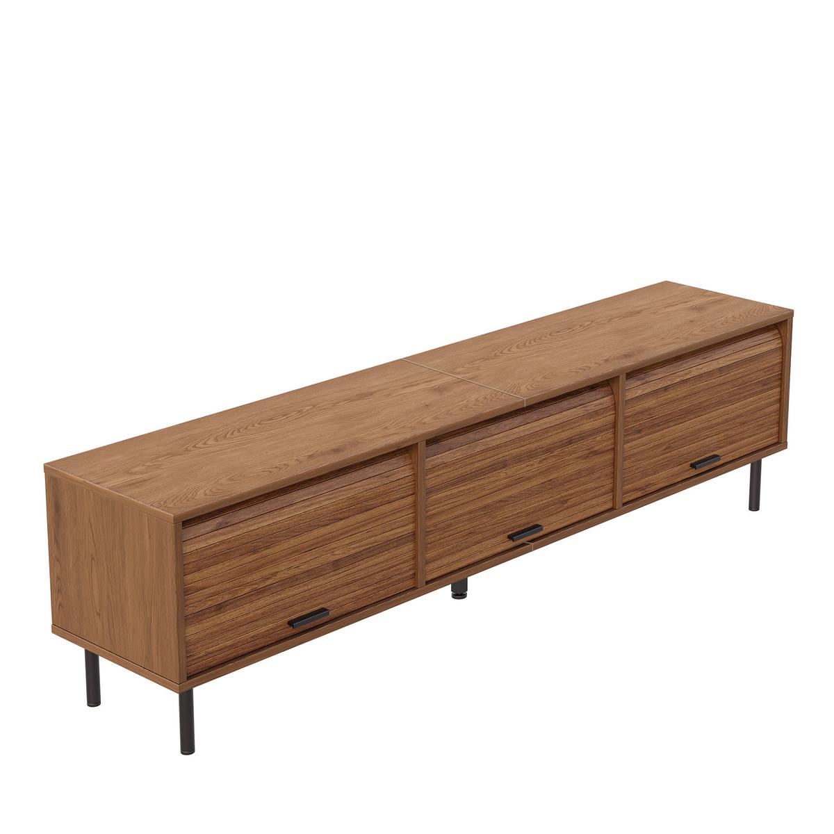 TV-LOWBOARD Walnuss-Optik 180cm mit 3 aufschiebbaren Türen & Metallfüßen - Walnussfarben, Holzwerkstoff (180/55/40cm) - Urban Meuble