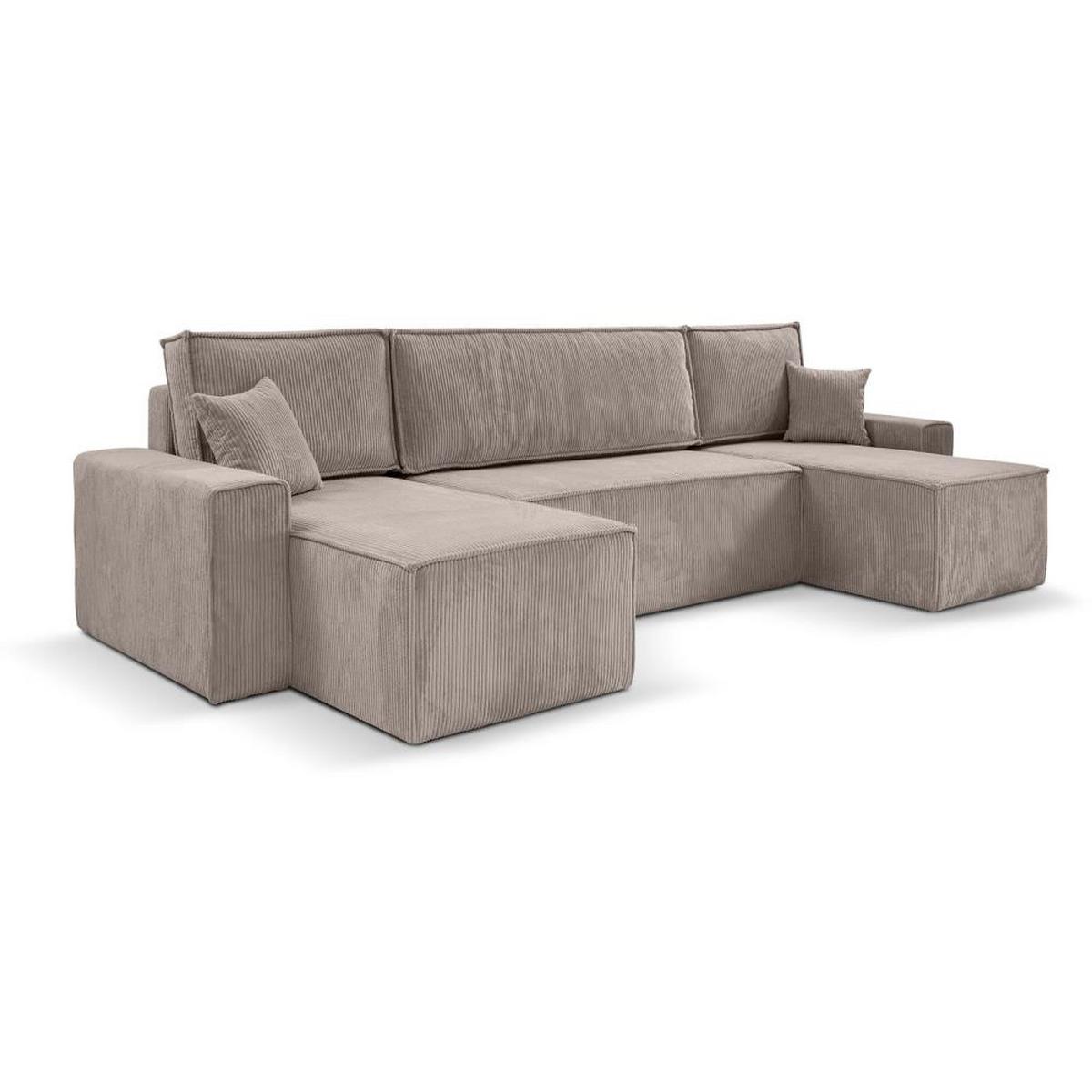 WOHNLANDSCHAFT Hektor U mit Schlaffunktion, 318 cm, cappuccino - Schwarz/Cappuccino, Kunststoff/Textil (318/94/152cm) - Beautysofa