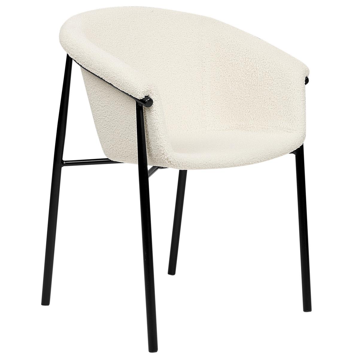 ESSZIMMERSTUHL 2er-Set Bouclé cremeweiß/schwarz Ames - Schwarz/Weiß, Textil (59/80/56cm) - Beliani