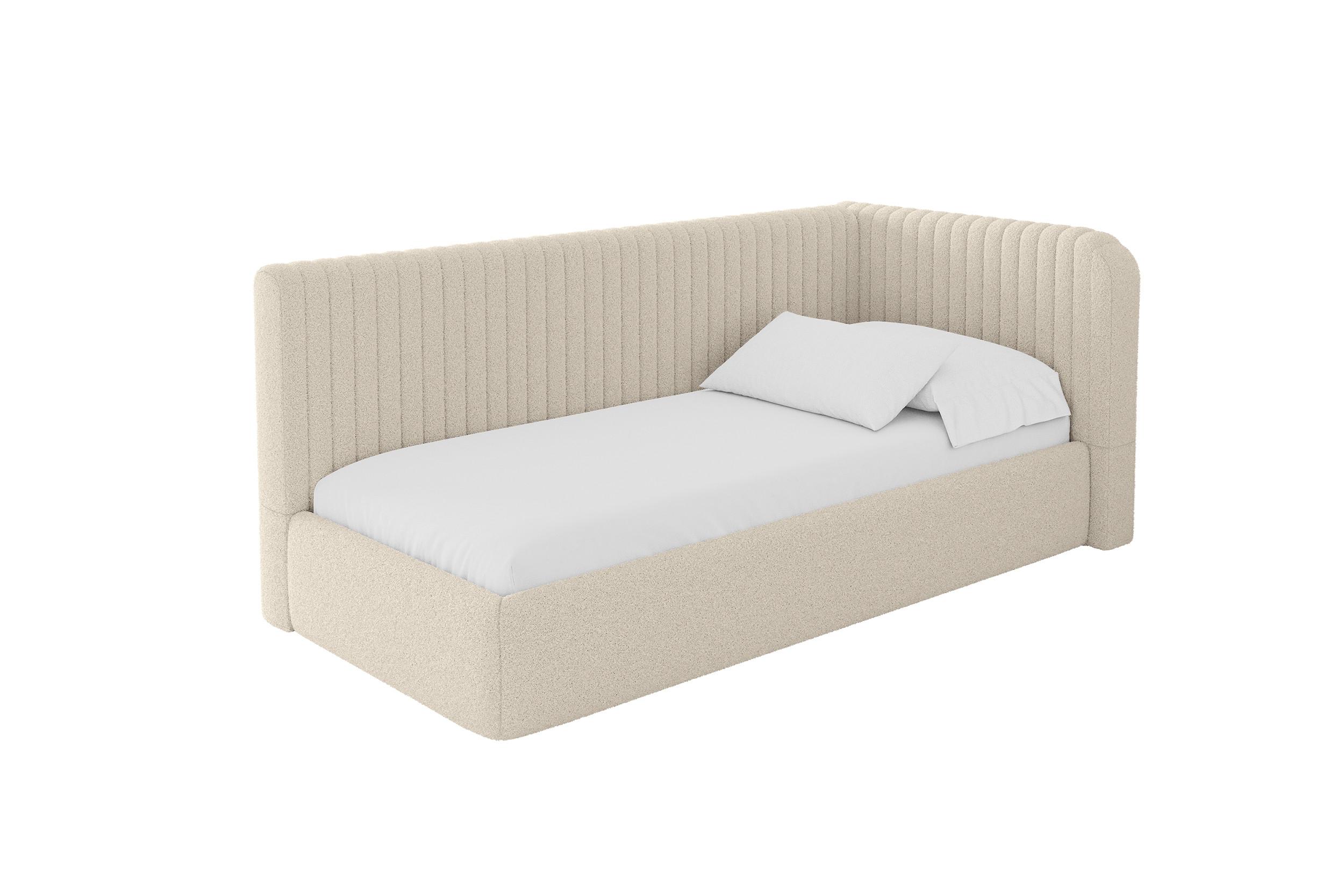 EINZELLBETT Jugendbett mit Bettkasten und Matratze H3/H4, Links - AURY 100x200 Dunkelbeige - Cappuccino, Holzwerkstoff/Textil (100/200cm) - ALTDECOR