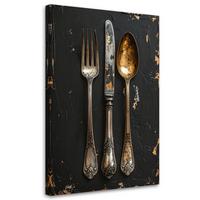 LEINWANDBILD Essen & Trinken 70x100cm - Goldfarben, Textil (70/100cm) - Feeby