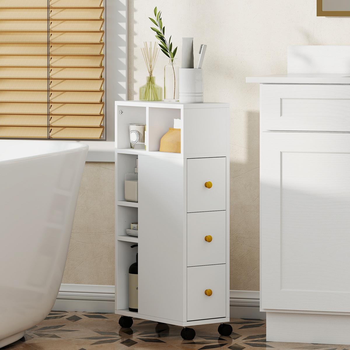 BADEZIMMERSCHRANK Spanplatte Weiß - Weiß, Holzwerkstoff (20/80/40cm) - HOMCOM