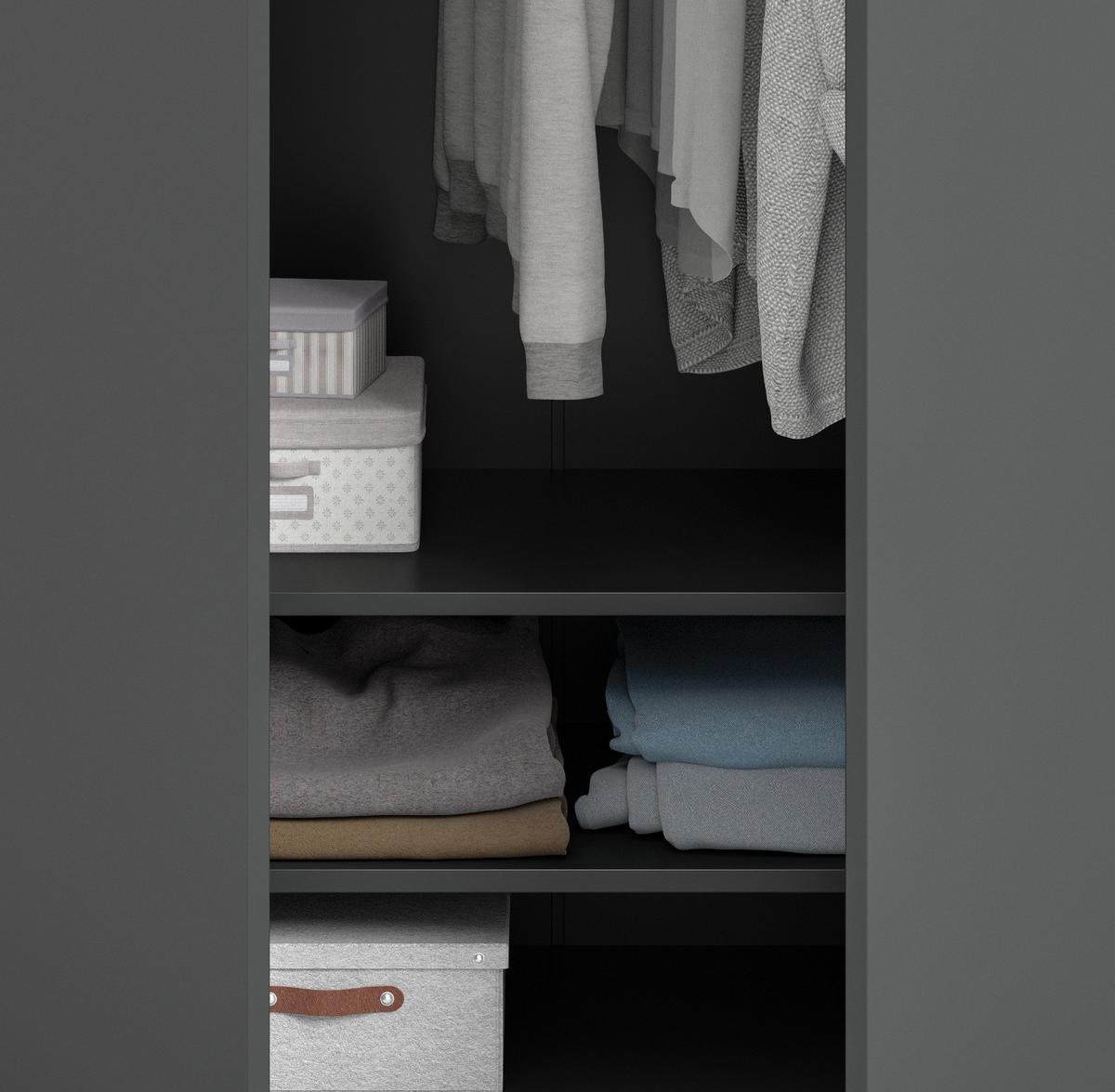 KLEIDERSCHRANK grau 4-türig 160 x 181 cm, Drehtürenschrank mit Kleiderstange - Schwarz/Grau, Holzwerkstoff/Kunststoff (160/181/52cm) - Inn.Furn
