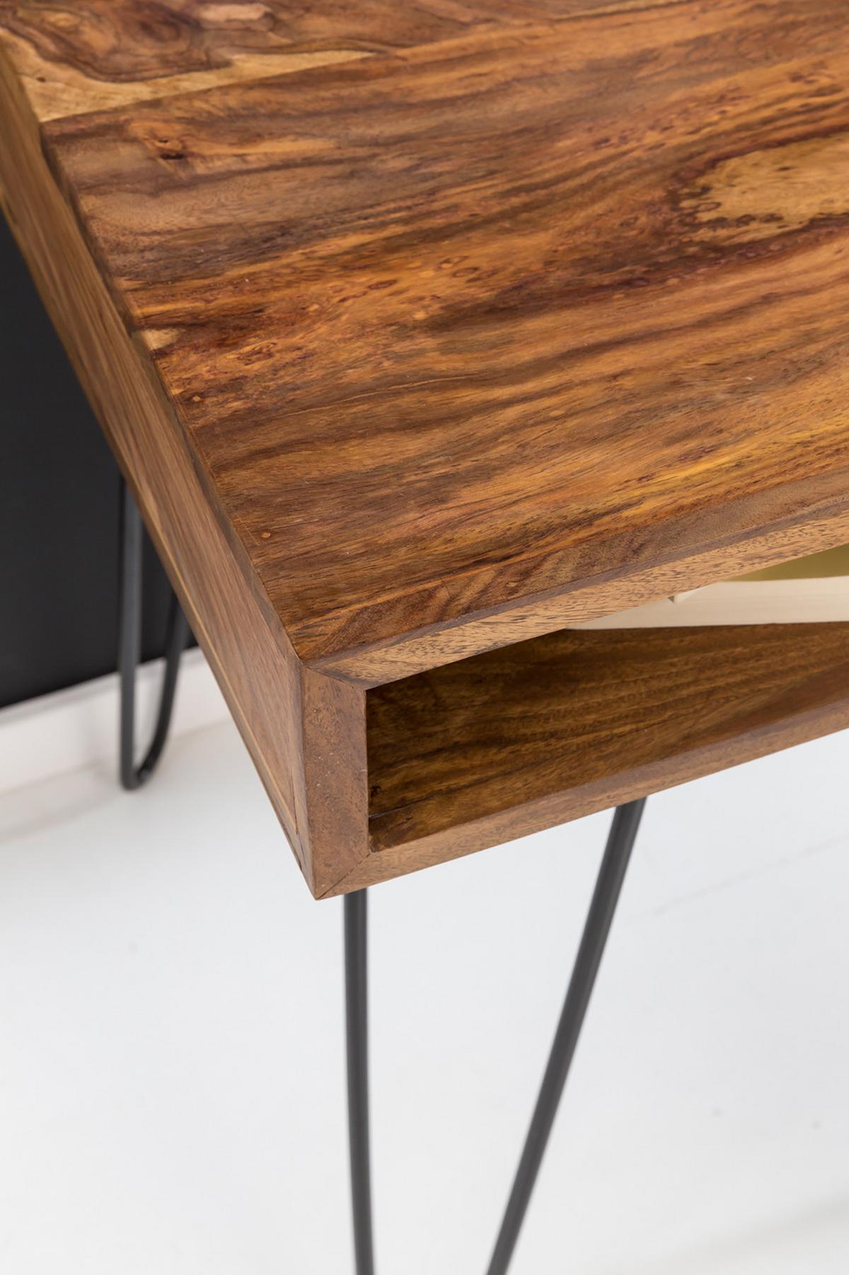 SCHREIBTISCH – Massivholz, 110x60x76 cm, braun, Landhausstil, 1 Ablagefach - Schwarz/Braun, Holz/Metall (110/60/76cm) - KADIMA DESIGN