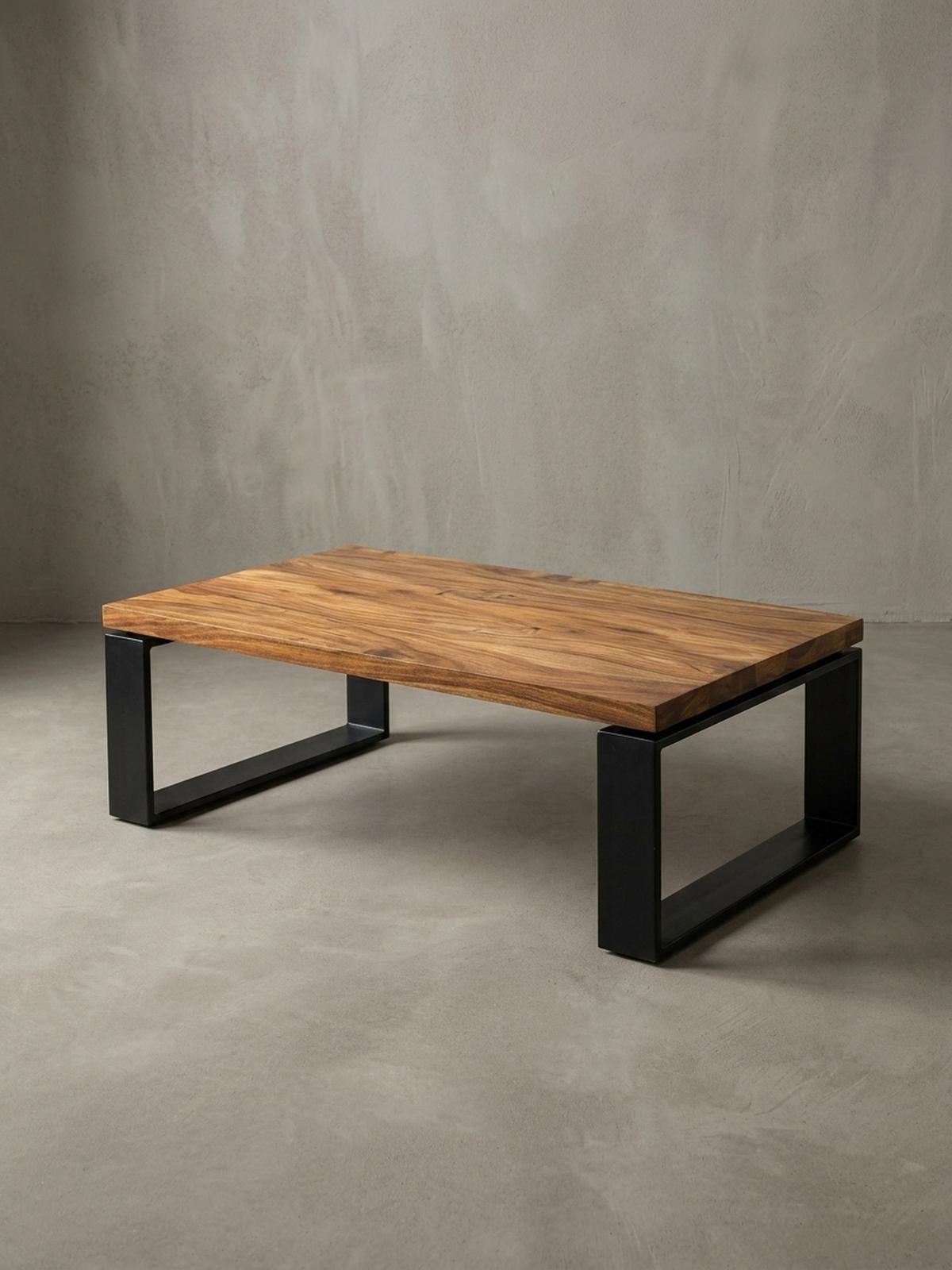 COUCHTISCH aus Holz und Metall, Industriedesign, Einzigartige Maserung, 115x60x35 cm - Schwarz/Braun, Holz/Metall (60/115/35cm) - KADIMA DESIGN