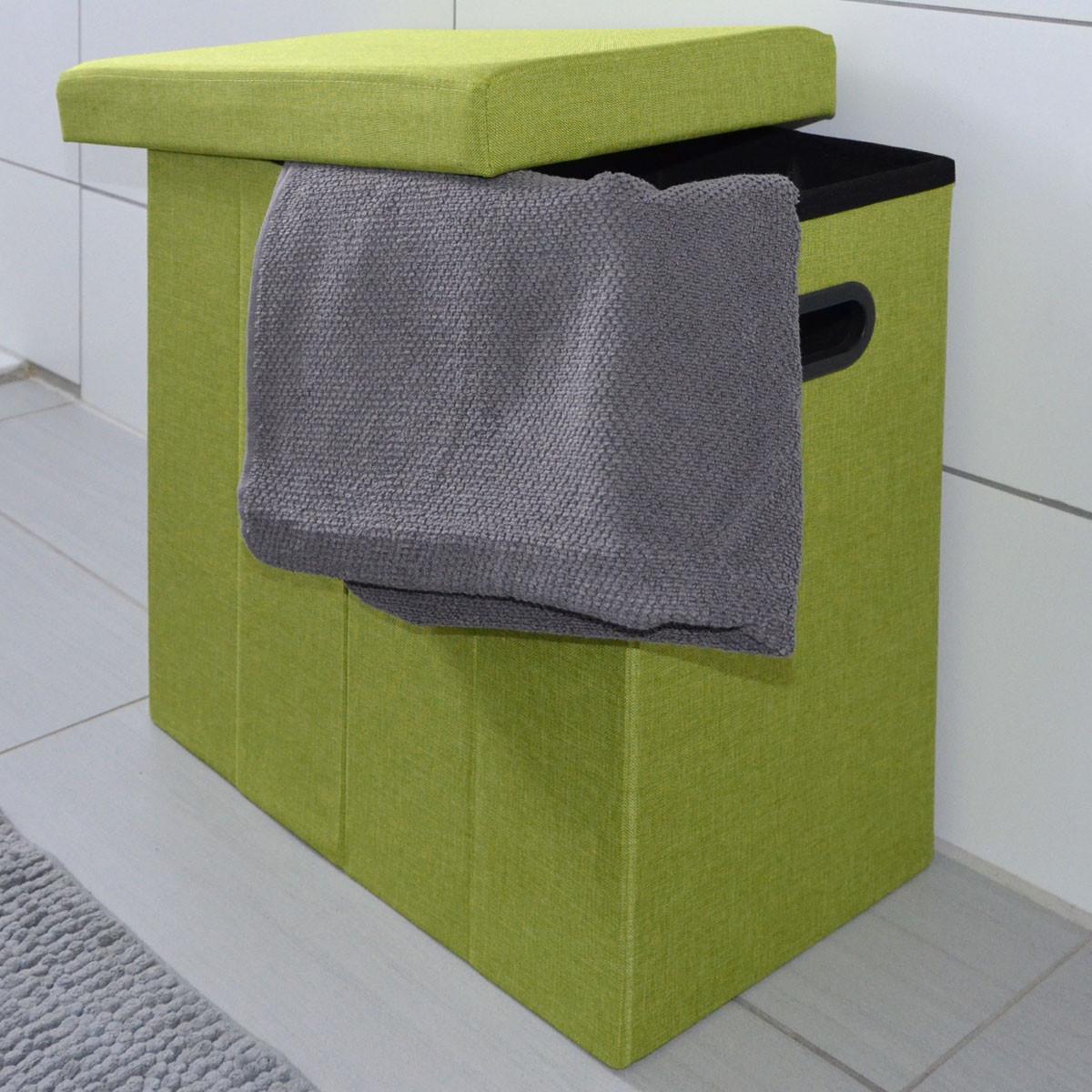 WÄSCHEKORB mit Deckel, 50/25/49 cm Grün - Grün, Kunststoff (28/50/50cm) - Dunedesign