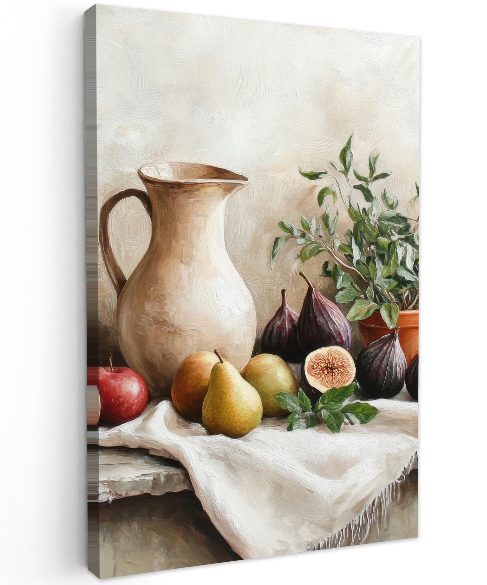 LEINWANDBILD Obst - Kräuter - Ländlich Deko XXL 80x120 cm - Naturfarben, Textil (80/120cm) - MuchoWow