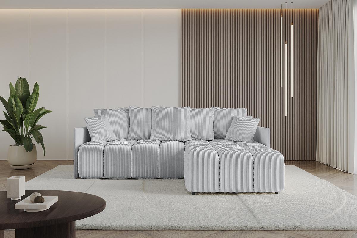 ECKSOFA Ottomane rechts LONLI-L 251x189x68 Grau Cord - Grau, Holzwerkstoff/Kunststoff (189/251cm) - ALTDECOR