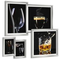 BILDER SET 5er Set - 50x50 cm & 20x30 cm & 40x60 cm Silberner Rahmen - Löwenzahn-Kalk-Kücheninschriften - Silberfarben, Kunststoff (40/60cm) - TULUP