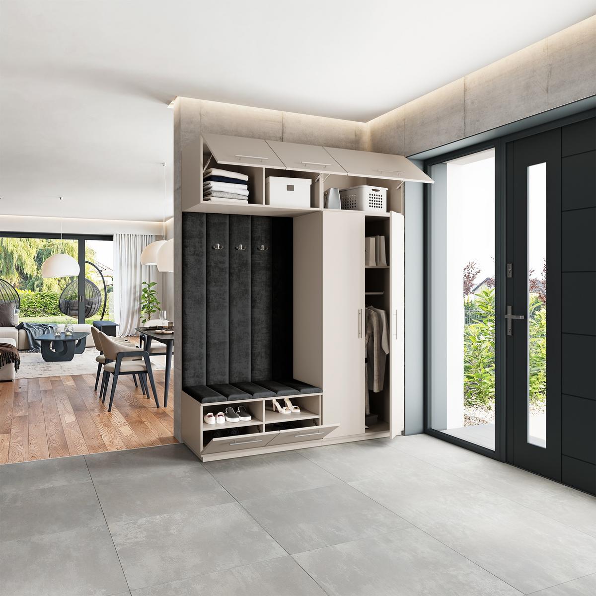 GARDEROBENSCHRANK REMA 180/240/60 cm Modern Kaschmir - Kaschmir/Schwarz, Holzwerkstoff (180/240/60cm) - MASSENO