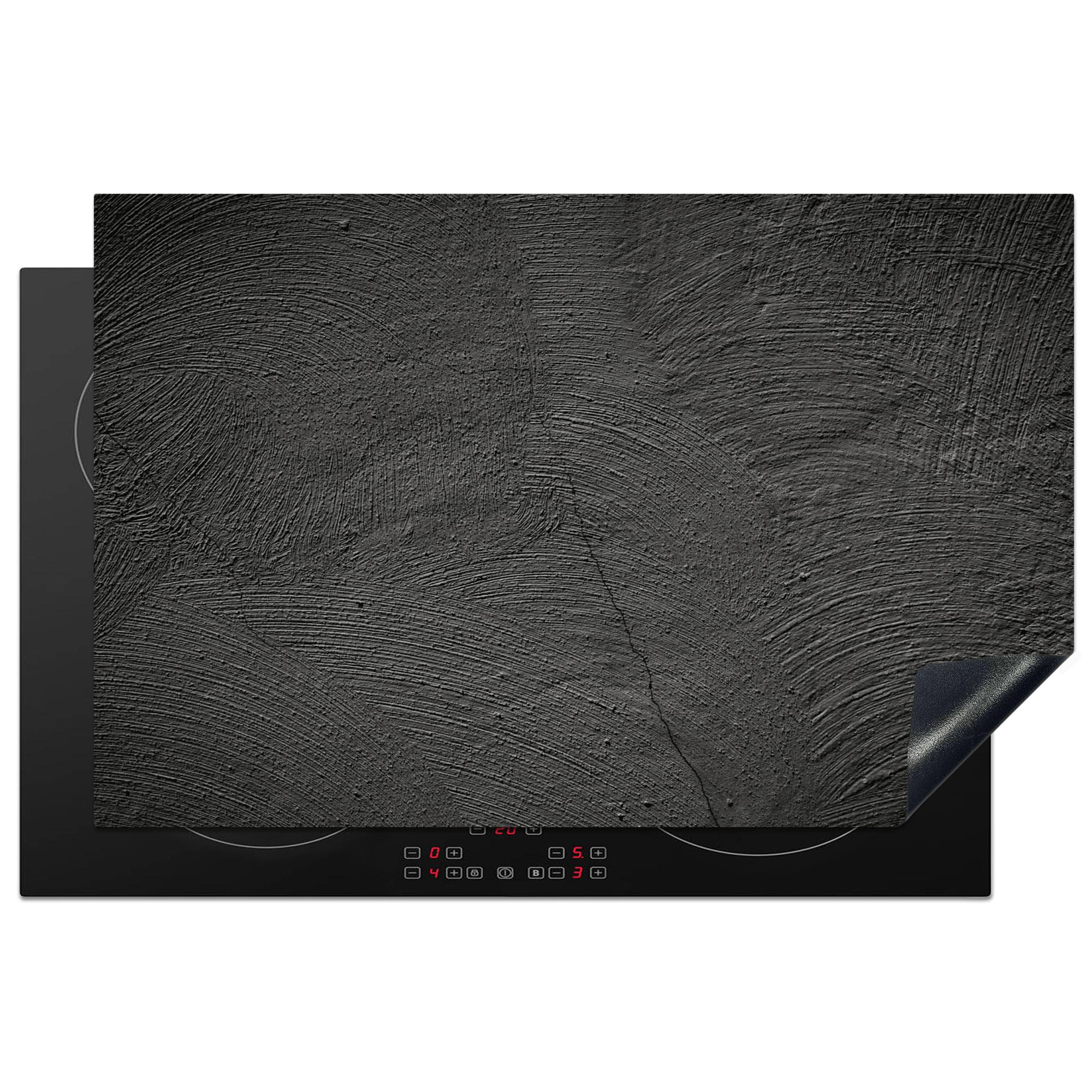 HERDABDECKPLATTE Beton - Schwarz - Industriell Ceranfeldabdeckung 80x52 cm - Anthrazit, Kunststoff (80/52/0.2cm) - MuchoWow